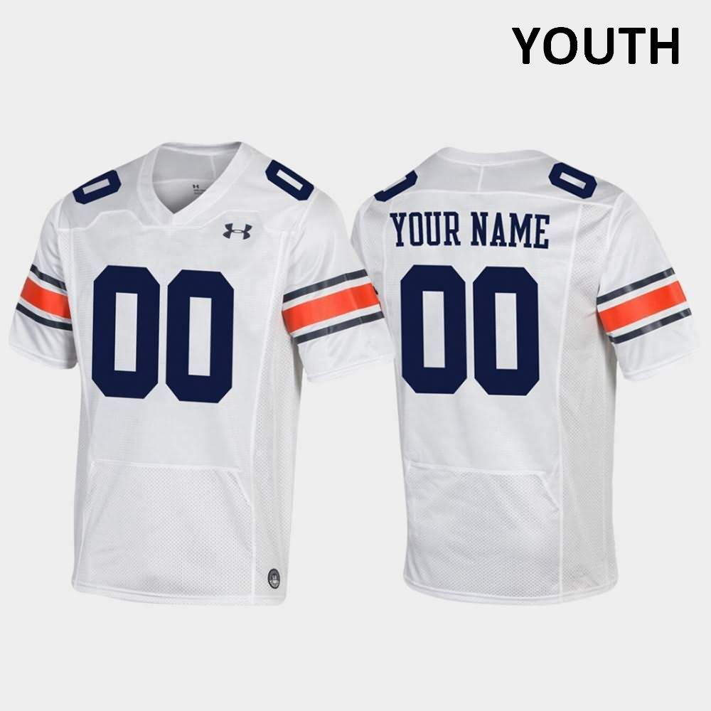 Youth Auburn Tigers #00 Custom Replica White College Stitched Football Jersey